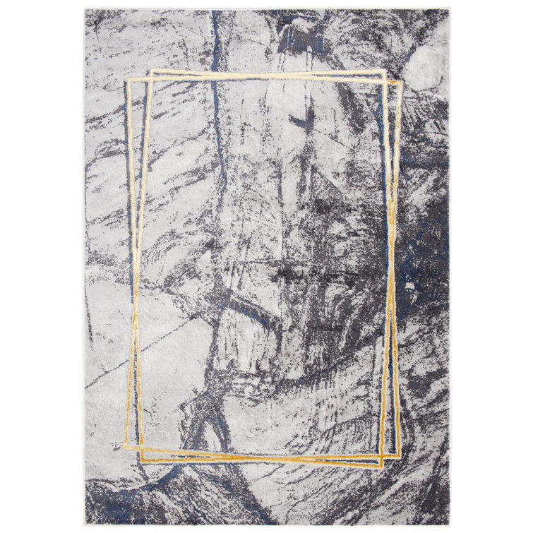 Fairmont Park Barnicle Abstract Machine Woven Flatweave Grey/White/Gold